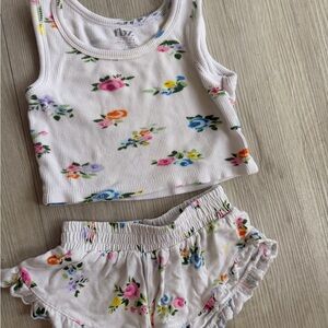 Flowers by Zoe Floral Kids Matching Set - White with Multicolor Flowers